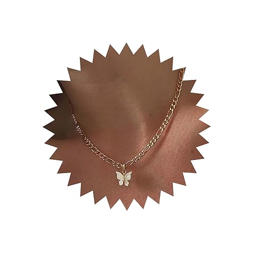TseenYi Schmetterling Anhänger Halskette Punk Gold Schmetterling Choker Halskette Klobige Büroklammer Kette Halskette Kleiner Schmetterling Halskette Kettenschmuck Für Frauen Und Mädchen von TseenYi