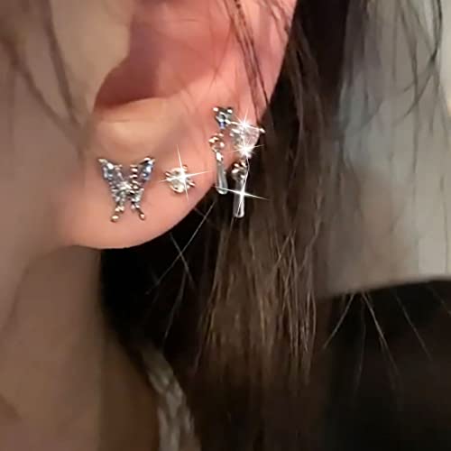 TseenYi Schmetterling Ohrstecker Ohrringe Sets Silber Kristall Herz Ohrringe Winzige Herz Liebe Ohrringe Glänzend Cz Ohrringe Kleine Träne Quaste Ohrringe Schmuck Für Frauen Und Mädchen Geschenke von TseenYi