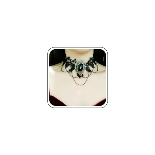 TseenYi Schwarze Spitze Choker Halskette Gothic Spitze Muster Halskette geschichtete Quaste Wassertropfen Perle Anhänger Choker Schmuck für Frauen und Mädchen Valentinstag's Tag Weihnachtsfest von TseenYi