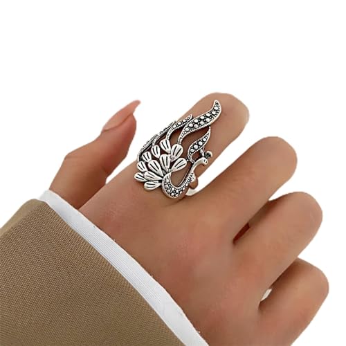 TseenYi Silber Offener Ring Boho Pfau Ring Vintage Tier Ring Schmuck Für Frauen Und Mädchen Geschenke von TseenYi