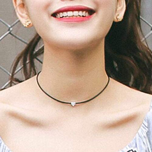 TseenYi modische Choker-Halskette aus schwarzem Leder, kurze Boho-Halsketten, Schmuck für Damen und Mädchen, silberfarben von TseenYi