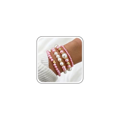 TseenYi Stapelbar Perle Stretcharmband Perle Elastizität Armband Sets rosa Perlen Stapelbare elastische Armbänder Herzkugel Perlen Streckkette Boho Hochzeit Schmuck Schmuck TseenYi Stapelbar Perle Stretcharmband Perle Elastizität Armband Sets rosa Perlen Stapelbare elastische Armbänder Herzkugel Perlen Streckkette Boho Hochzeit Schmuck Schmuck von TseenYi