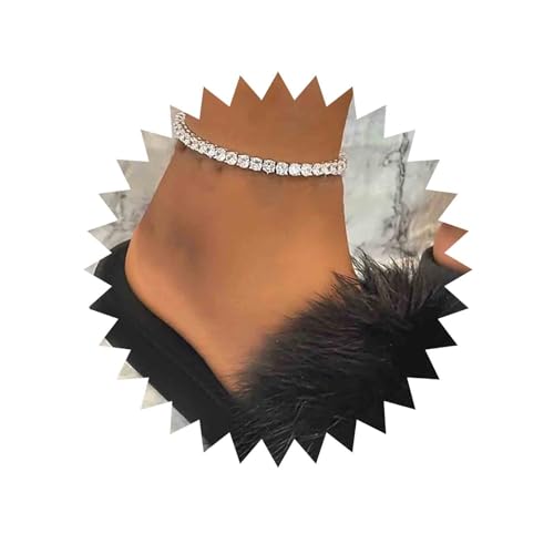 TseenYi Strass Elastische Stretch Fußkettchen Boho Silber Kristall Charme Fußkettchen Armbänder Kette Strand Fuß Hochzeit Schmuck Für Frauen Und Mädchen (1 Stück) von TseenYi