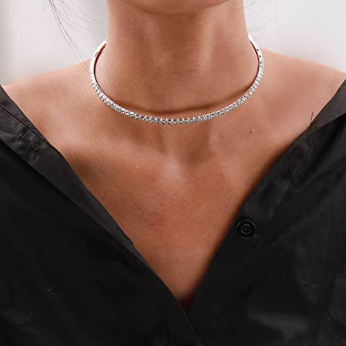 TseenYi Strass Kropfband Silber Funkelnde Kropfband Halsketten Kristall Kropfband Brautjungfer Hochzeit Schmuck Für Frauen Und Mädchen（1 Stück) von TseenYi