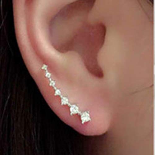 TseenYi Silber Strass-Stern-Ohrstecker, 2 Stück, Silber, Stern, Krappenfassung, Poliert, Ohrringe, Frauen und Mädchen von TseenYi