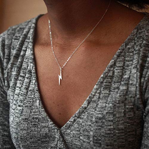 TseenYi Thunder Anhänger Halskette Kette Silber Beleuchtung Choker Halskette Minimalistische Kurze Kette Wetter Halskette Schmuck für Frauen und Mädchen (Silber) von TseenYi