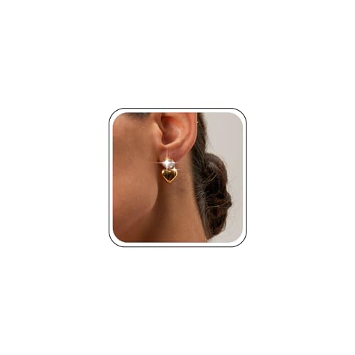 TseenYi Vintage Herz Baumeln Ohrringe Gold Cz Puffy Herz Ohrringe Kristall Ohrstecker Ohrringe Chunky Herz Liebe Ohrringe Punk Herz Dicken Reifen Ohrringe Schmuck Für Frauen Und Mädchen von TseenYi