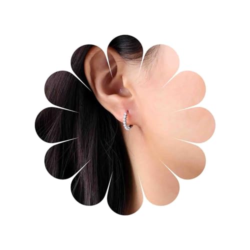 TseenYi Vintage Kleine Perlenohrringe Silber Perle Huggie Hoop Ohrringe Winzige Beadeds Perle Hoop Ohrringe Perle Hoop Runde Ohrringe Braut Perle Hochzeit Ohrringe Schmuck Für Frauen Und Mädchen von TseenYi