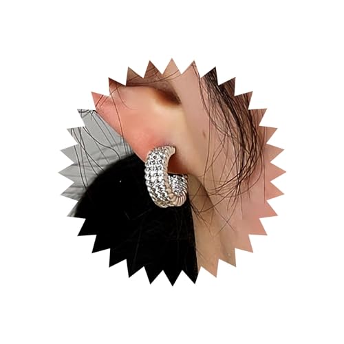 TseenYi Vintage Metall Chunky Hoop Ohrringe Silber C Form Huggie Ohrringe Offene Dicke Huggie Ohrringe Breite Geometrische Chunky Offene Reifen Ohrringe Schmuck Für Frauen Und Mädchen von TseenYi