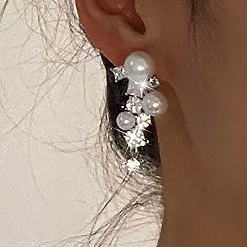 TseenYi Vintage Perle Baumeln Ohrstecker Silber Strass Perle Tropfen Ohrring Boho Perle Lange Baumeln Ohrringe Glänzend Cz Perle Ohrringe Schmuck Für Frauen Und Mädchen Geschenke von TseenYi