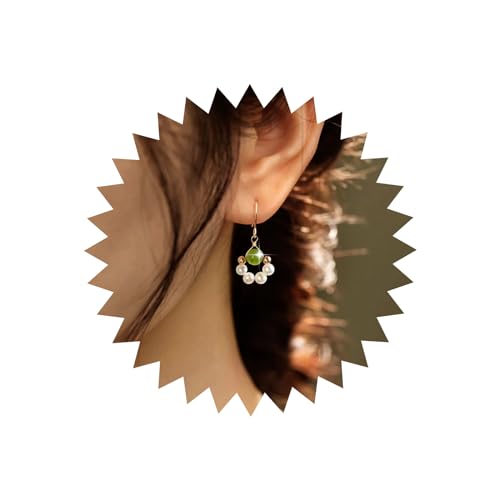 TseenYi Vintage Perlen Ohrringe Smaragd Perle Tropfen Ohrringe Gold Perle Kreis Runde Tropfen Ohrringe Perle Baumeln Tropfen Ohrringe Braut Perle Hochzeit Ohrringe Schmuck Für Frauen Und Mädchen von TseenYi