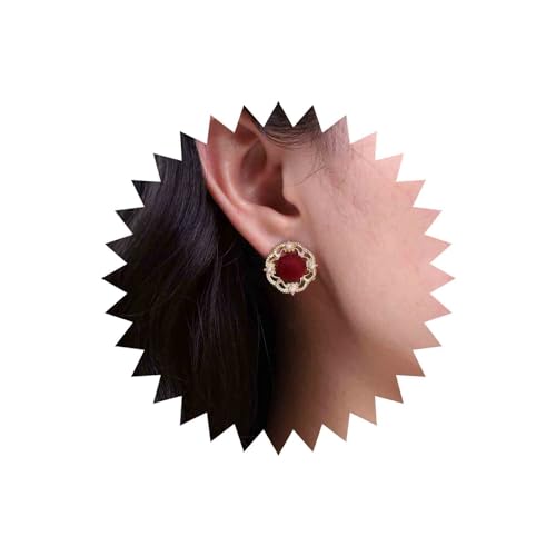 TseenYi Vintage Rote Samtperlen Ohrringe Gold Perle Runde Filigrane Ohrringe Braut Perlen Perlen Ohrstecker Ohrringe Rot Kreis Samt Ohrringe Winzige Perle Hochzeit Ohrringe Schmuck Für Frauen von TseenYi