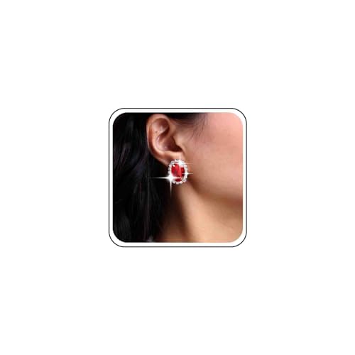 TseenYi Vintage Rubin Oval Ohrstecker Rot Halo Kristall Ohrringe Gold Cz Strass Ohrstecker Oval Rubin Edelstein Ohrringe Schmuck Für Frauen Und Mädchen von TseenYi
