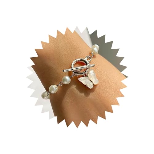 TseenYi Vintage Schmetterling Perlenarmband Boho Perlenarmband Silber Perlenarmband Strang Armband Schmetterling Baumel Armband Fußkettchen Kettenschmuck Für Frauen Und Mädchen von TseenYi