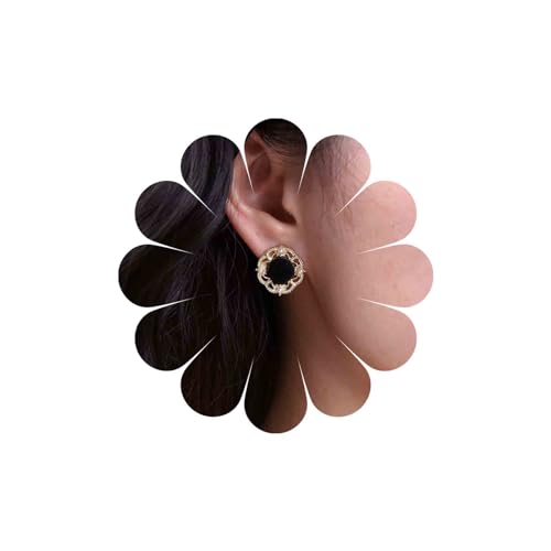 TseenYi Vintage Schwarzer Samt Perlen Ohrringe Gold Perle Runde Filigrane Ohrringe Braut Perle Beadeds Ohrstecker Schwarzer Kreis Samt Ohrringe Winzige Perle Hochzeit Ohrringe Schmuck Für Frauen von TseenYi