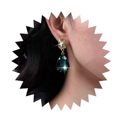 TseenYi Vintage Tropfen Smaragd Ohrringe Strass Tropfen Ohrringe Gold Zircinia Quadratische Ohrringe Smaragd Grün Baumeln Ohrringe Braut Hochzeitsschmuck Für Frauen Und Mädchen von TseenYi