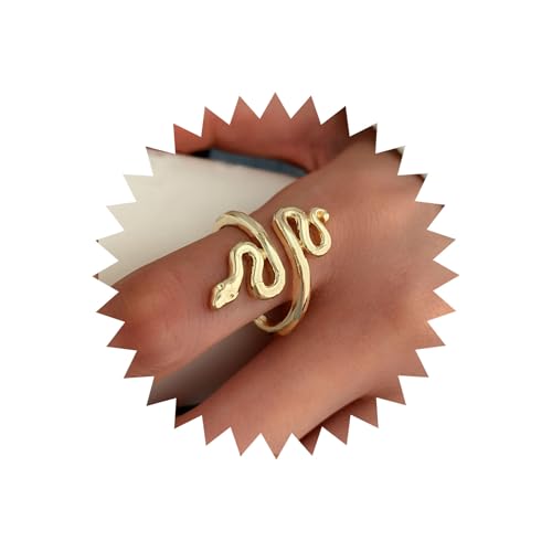 TseenYi Wrap Snake Ring Gold Schlange Wrap Ring Gothic Schlange Offen Verstellbarer Ring Persönlichkeit Schlange Joint Ring Statement Offene Schlange Wrap Fingerring von TseenYi