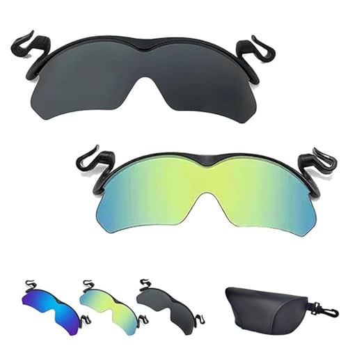 Tseonmis Clip-Cap-Sportsonnenbrille, polarisierte Clip-Cap-Sonnenbrille, Herren-Clip-on-Sonnenbrille zum Angeln, Radfahren, Wandern, Radfahren (2Pcs-A) von Tseonmis