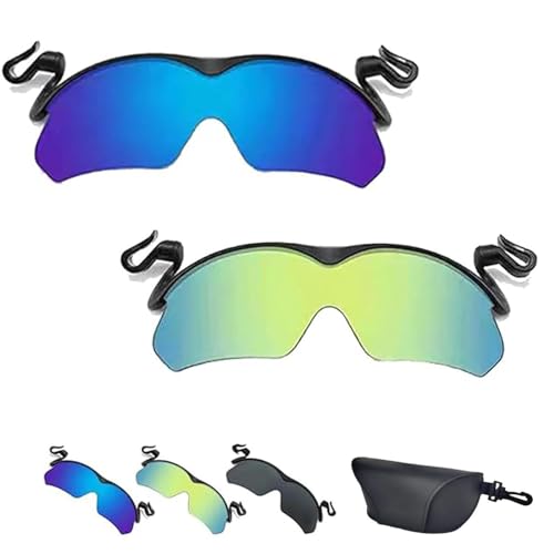 Tseonmis Clip-Cap-Sportsonnenbrille, polarisierte Clip-Cap-Sonnenbrille, Herren-Clip-on-Sonnenbrille zum Angeln, Radfahren, Wandern, Radfahren (2Pcs-C) von Tseonmis