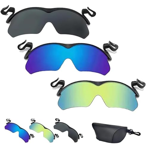 Tseonmis Clip-Cap-Sportsonnenbrille, polarisierte Clip-Cap-Sonnenbrille, Herren-Clip-on-Sonnenbrille zum Angeln, Radfahren, Wandern, Radfahren (3Pcs) von Tseonmis