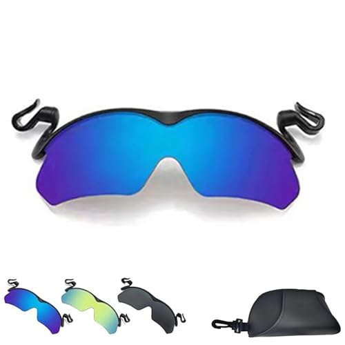 Tseonmis Clip-Cap-Sportsonnenbrille, polarisierte Clip-Cap-Sonnenbrille, Herren-Clip-on-Sonnenbrille zum Angeln, Radfahren, Wandern, Radfahren (Blue) von Tseonmis
