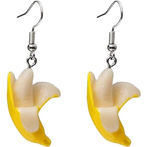 1 Paar Bananenform Fallen Ohrringe Schöne Obstohrringe Kreative Lebensechte Harzfrüchte Ohrringe Bananenschmuck Für Frauen Mädchen von Tsffae