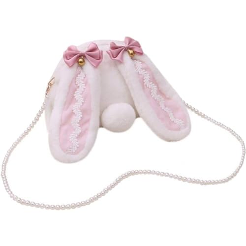 Hasen-umhängetasche, Niedliche Plüsch-Hasenohren-geldbörsen, Lolita-Handtasche, Mini-münzbeutel, Schöne Flauschige Tier-geldbörse Für Frauen von Tsffae