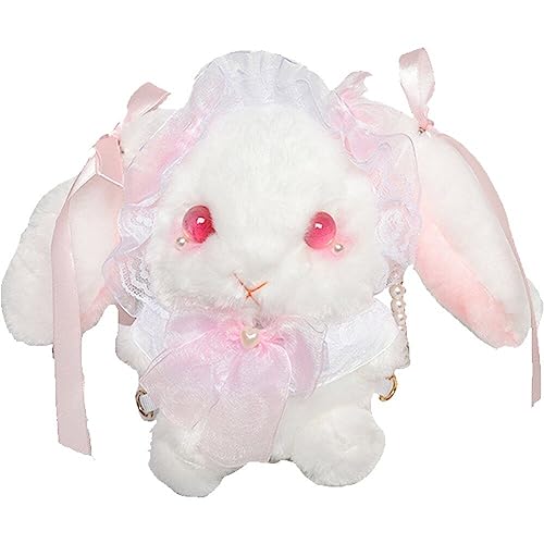 Kawaii-häschen-umhängetasche, Niedliche Rüschen-spitzenschleife, Kaninchen-geldbörsen, Lolita-Kaninchen-Handtasche, Mini-münzbeutel, Umhängetasche, Geldbörse Für Frauen von Tsffae