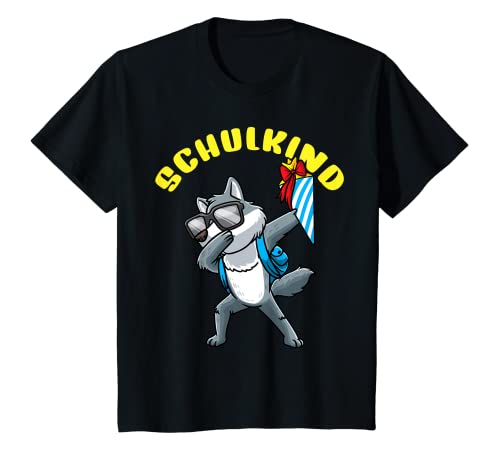 Kinder Einschulung Schulkind Schultüte Wolf Schulanfang T-Shirt von Tshirt Schulkind Junge Mädchen Einschulung