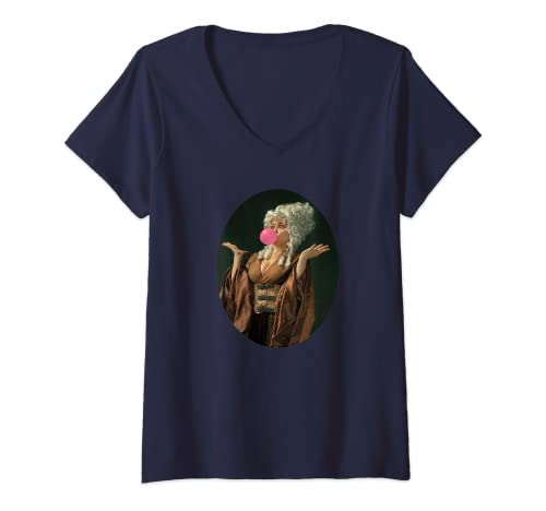 Damen Barock t shirt, Renaissance Motiv Frau mit Kaugummi Geschenk T-Shirt mit V-Ausschnitt Damen Barock t shirt, Renaissance Motiv Frau mit Kaugummi Geschenk T-Shirt mit V-Ausschnitt von Tshirt Shirt T-Shirt Pullover Hoodie Sweater Style