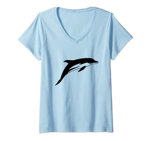 Damen Delphin Motiv Tshirt, Meeressäuger, Fisch, Delfin Tümmler T-Shirt mit V-Ausschnitt von Tshirt Shirt T-Shirt Pullover Hoodie Sweater Style