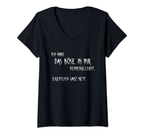 Damen Ich hab das Böse in mir kennengelernt. Eigentlich ganz nett. T-Shirt mit V-Ausschnitt von Tshirt Shirt T-Shirt Pullover Hoodie Sweater Style
