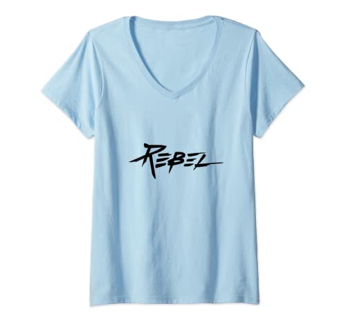 Damen Rebel t shirt Schriftzug, Spruch Druck Geschenk Mann Frau T-Shirt mit V-Ausschnitt von Tshirt Shirt T-Shirt Pullover Hoodie Sweater Style