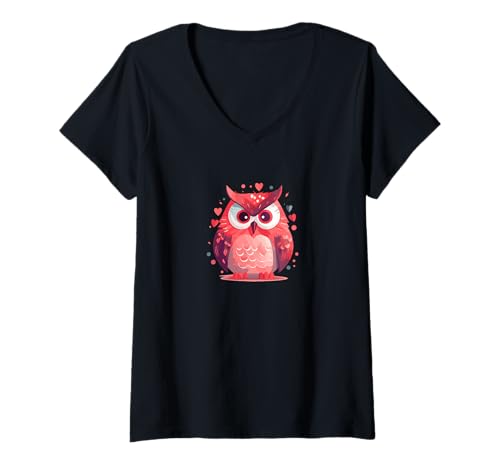 Damen Süße Eule guckt böse, Süßes Eulen tshirt Bild rosa Eule Kind T-Shirt mit V-Ausschnitt Damen Süße Eule guckt böse, Süßes Eulen tshirt Bild rosa Eule Kind T-Shirt mit V-Ausschnitt von Tshirt Shirt T-Shirt Pullover Hoodie Sweater Style