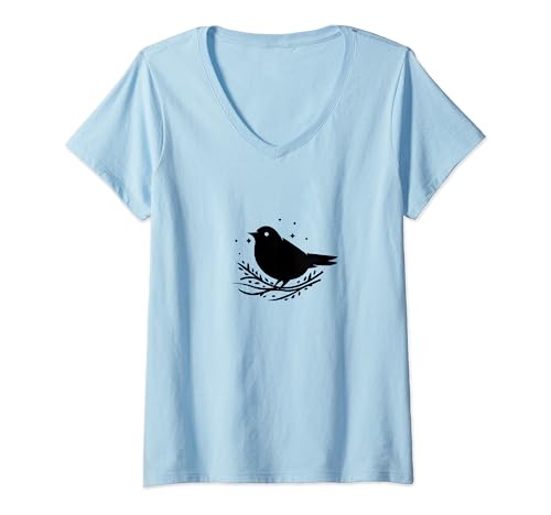 Damen Süßer Vogel auf Ast, Spatz Sperling Vogel t shirt Logo T-Shirt mit V-Ausschnitt von Tshirt Shirt T-Shirt Pullover Hoodie Sweater Style