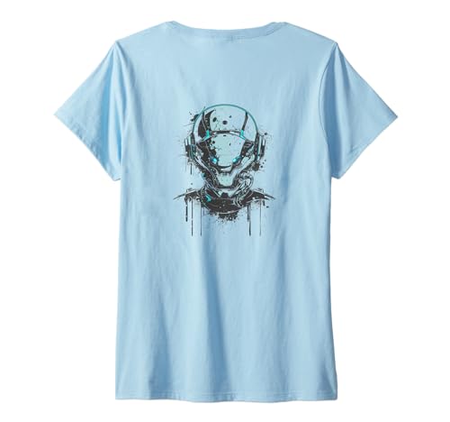 Damen #snirt Cyper Punk t-Shirt Androide Roboter Shirt Gamer Robo T-Shirt mit V-Ausschnitt von Tshirt Shirt T-Shirt Pullover Hoodie Sweater Style