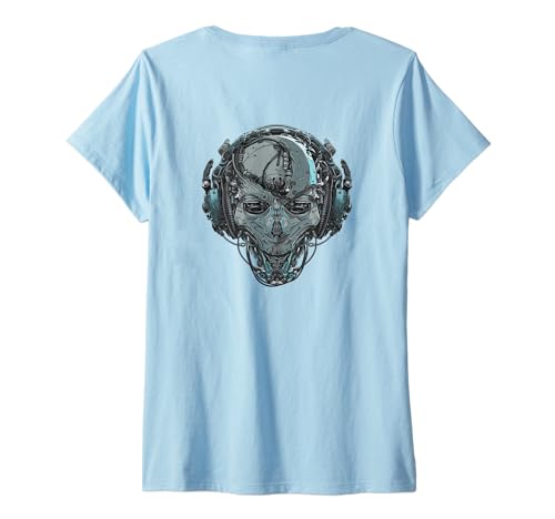 Damen #snirt Cyperpunk t-Shirt Androide Roboter Shirt Gamer Robo T-Shirt mit V-Ausschnitt von Tshirt Shirt T-Shirt Pullover Hoodie Sweater Style