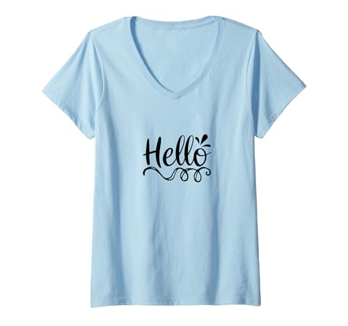 Damen #snirt Hello t-shirt Druck Hello Hoody Motiv Hallo Tasse Hi T-Shirt mit V-Ausschnitt von Tshirt Shirt T-Shirt Pullover Hoodie Sweater Style