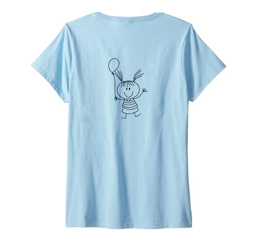 Damen #snirt Strichmännchen Mädchen t-shirt, Kind mit Luftballon T-Shirt mit V-Ausschnitt von Tshirt Shirt T-Shirt Pullover Hoodie Sweater Style