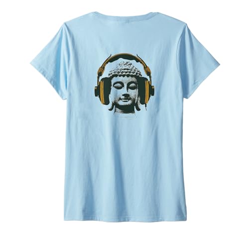 Damen #snirt Techno Buddha, Rave Buddha t-Shirt Kopfhörer Buddha T-Shirt mit V-Ausschnitt von Tshirt Shirt T-Shirt Pullover Hoodie Sweater Style