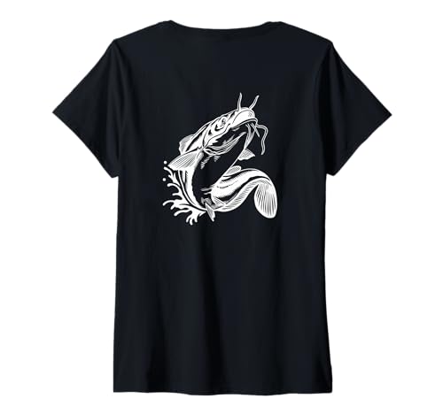 Damen #snirt Wels T-Shirt Angler Fischtasse, Fischer Angeltasche T-Shirt mit V-Ausschnitt von Tshirt Shirt T-Shirt Pullover Hoodie Sweater Style