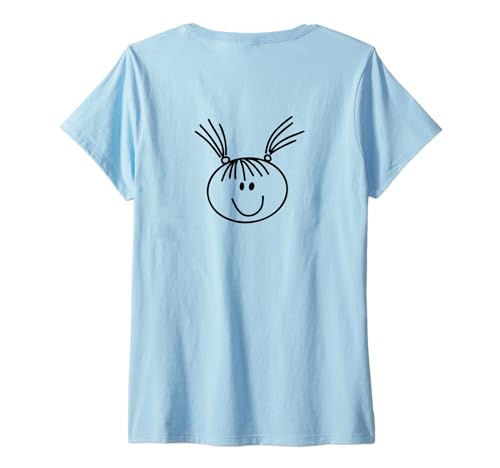 Damen #snirt freches Mädchen t-shirt, Strichmännchen mit Zopf Kind T-Shirt mit V-Ausschnitt von Tshirt Shirt T-Shirt Pullover Hoodie Sweater Style
