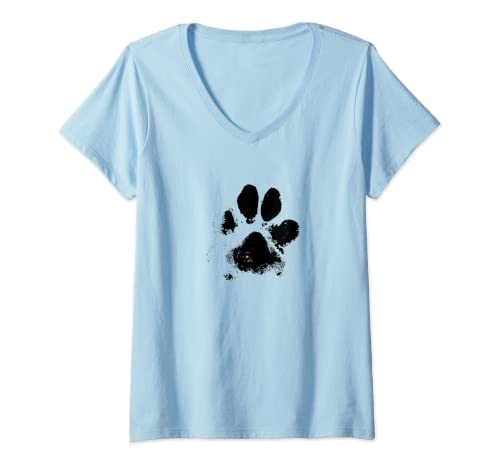 Damen süßer Katzenfuß Hunde Fuß Motiv, Katze Hund schönes Motiv T-Shirt mit V-Ausschnitt von Tshirt Shirt T-Shirt Pullover Hoodie Sweater Style