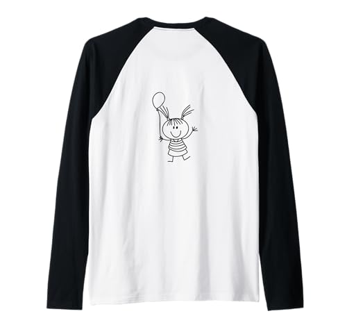 #snirt Strichmännchen Mädchen t-shirt, Kind mit Luftballon Raglan von Tshirt Shirt T-Shirt Pullover Hoodie Sweater Style