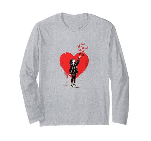 #snirt Tshirt Damen mit Herz Motiv Origamiflieger Shirt Mann Langarmshirt von Tshirt Shirt T-Shirt Pullover Hoodie Sweater Style