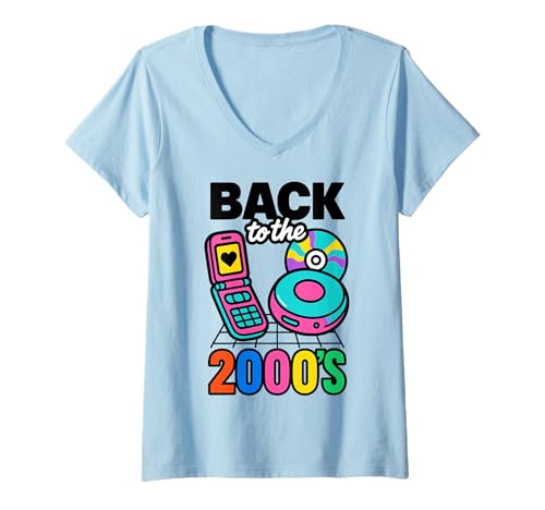 Damen Retro Nostalgie Party Geschenk Zurück in die 2000er Jahre T-Shirt mit V-Ausschnitt Damen Retro Nostalgie Party Geschenk Zurück in die 2000er Jahre T-Shirt mit V-Ausschnitt von Tshirtoftheyear Vintage 70s 80s 90s TeleAdhesivo