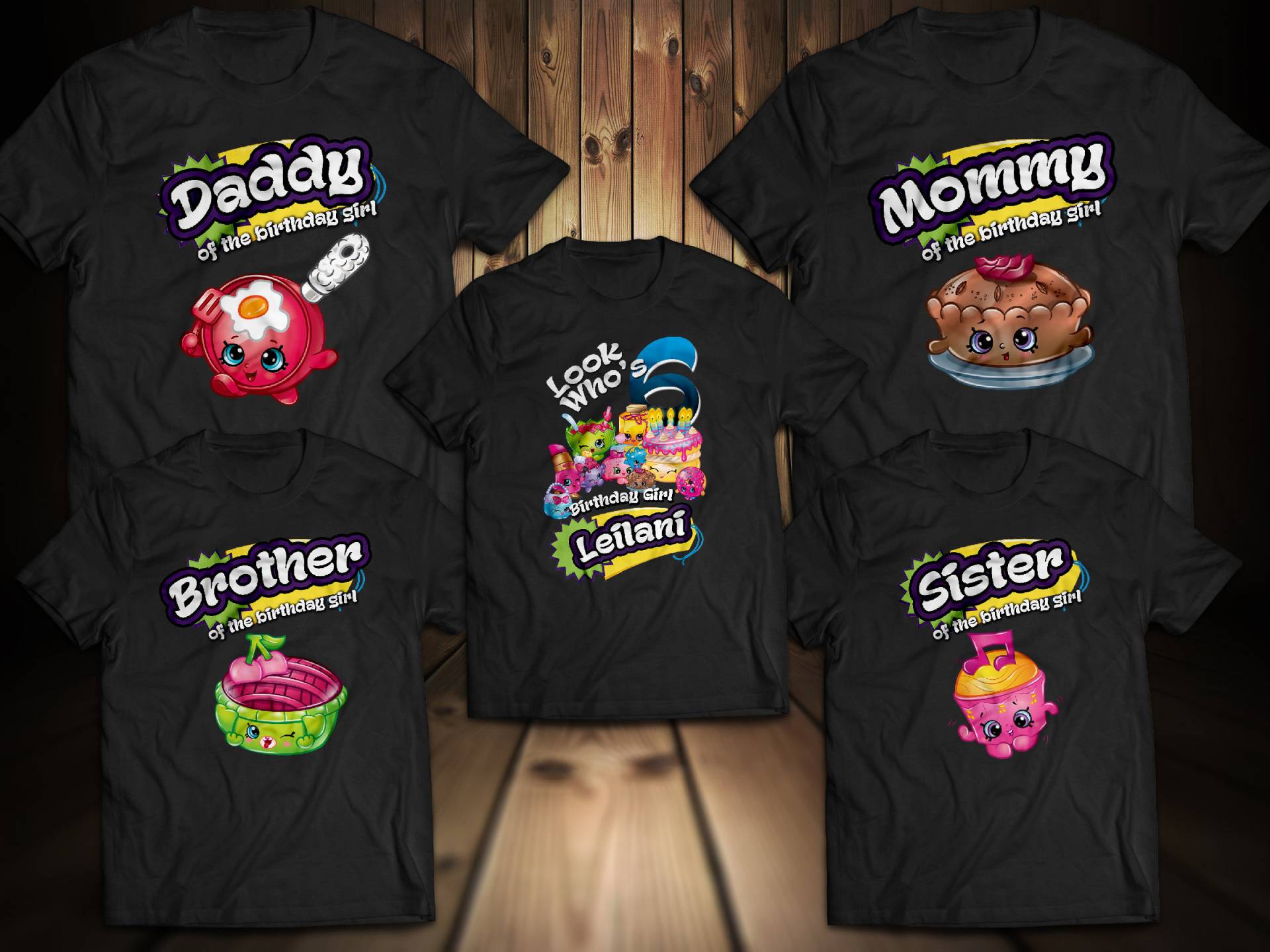 Personalisiertes Shopkins Geburtstags-Shirt Personalisierte Familien-T-Shirts von TshopteesCo