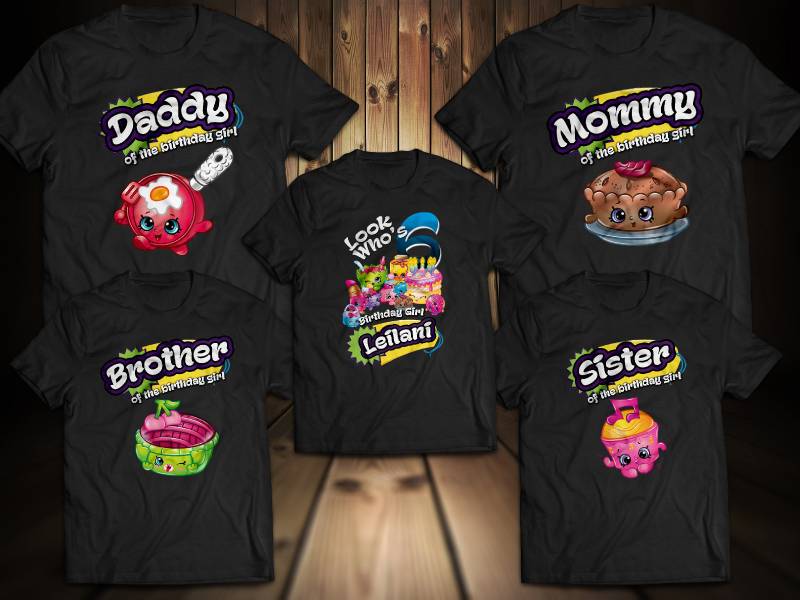 Personalisiertes Shopkins Geburtstags-Shirt Personalisierte Familien-T-Shirts Personalisiertes Shopkins Geburtstags-Shirt Personalisierte Familien-T-Shirts von TshopteesCo