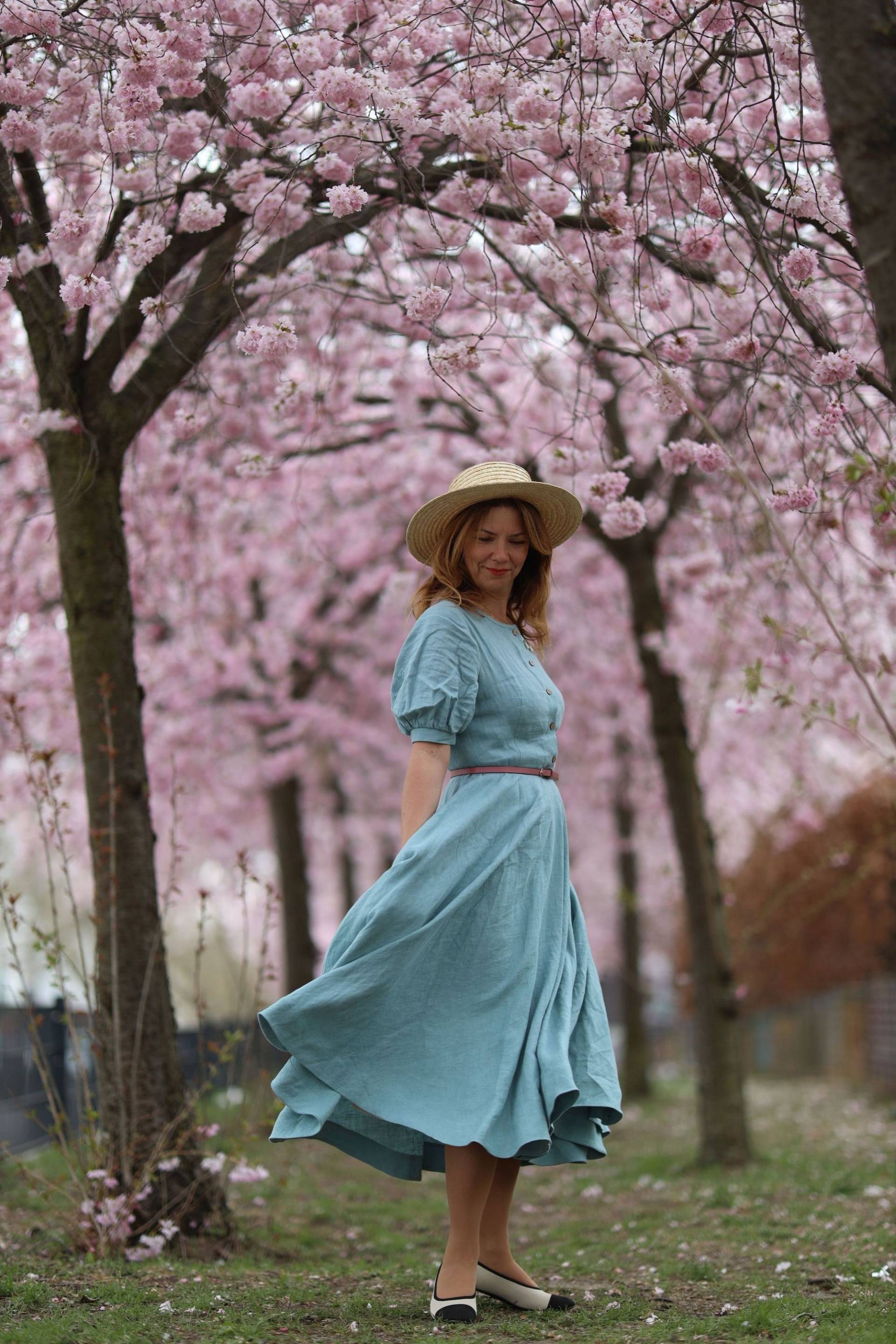 Leinen Frauen Kleid, Vintage-stil Tellerrock, Fit Und Flare Midi Petite Tall Kleidung, Brautjungfer Kleid von TsiomikKids