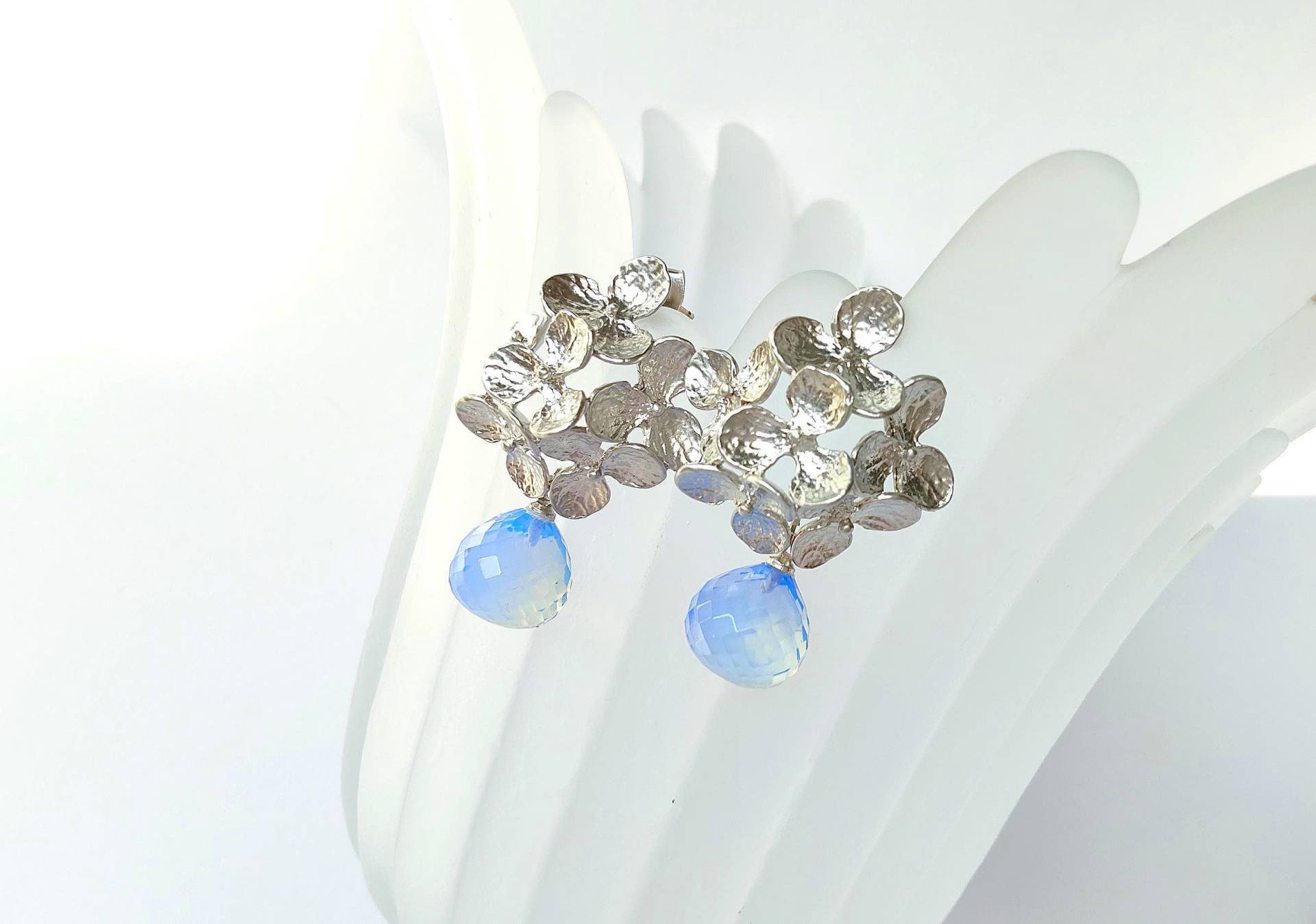 Feuer Opal Quarz Ohrringe Rhodiniert von TsirliO